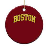 Retro Yellow Boston Massachusetts MA Vintage Throwback Running Ceramic Ornament