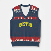 Retro Yellow Boston Massachusetts MA Vintage Throwback Running V-Neck Knit Sweater Vest