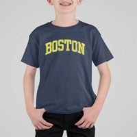 Retro Yellow Boston Massachusetts MA Vintage Throwback Running T Shirt For Kid