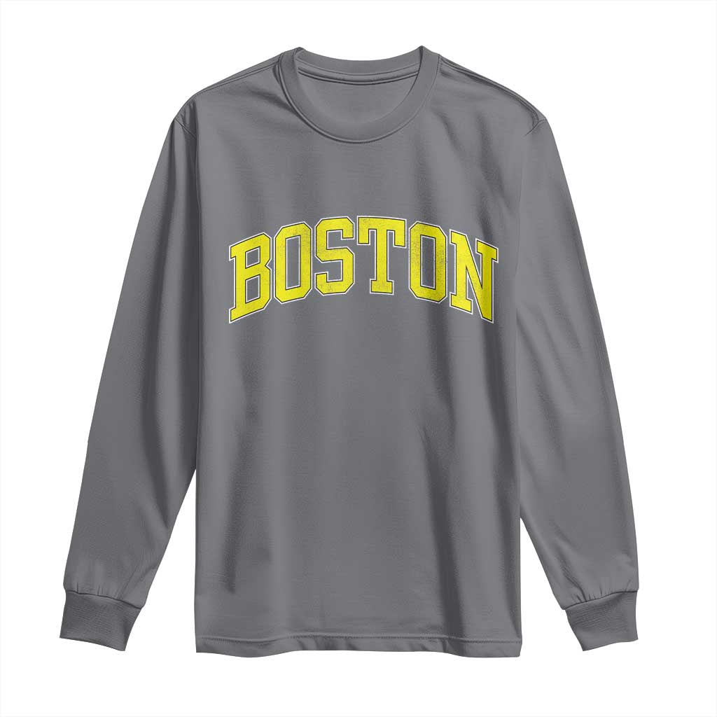 Retro Yellow Boston Massachusetts MA Vintage Throwback Running Long Sleeve Shirt