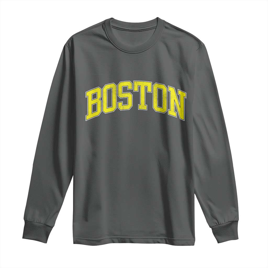 Retro Yellow Boston Massachusetts MA Vintage Throwback Running Long Sleeve Shirt
