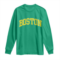 Retro Yellow Boston Massachusetts MA Vintage Throwback Running Long Sleeve Shirt
