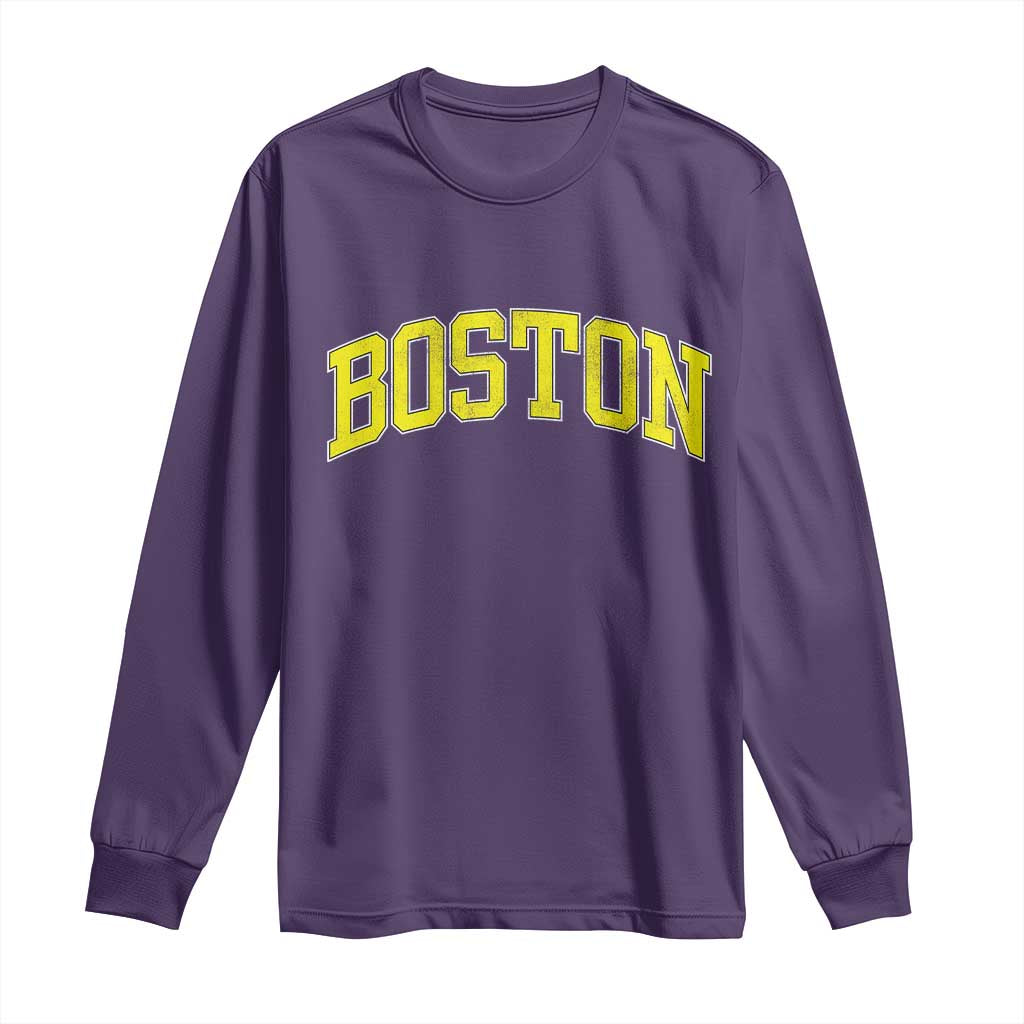 Retro Yellow Boston Massachusetts MA Vintage Throwback Running Long Sleeve Shirt