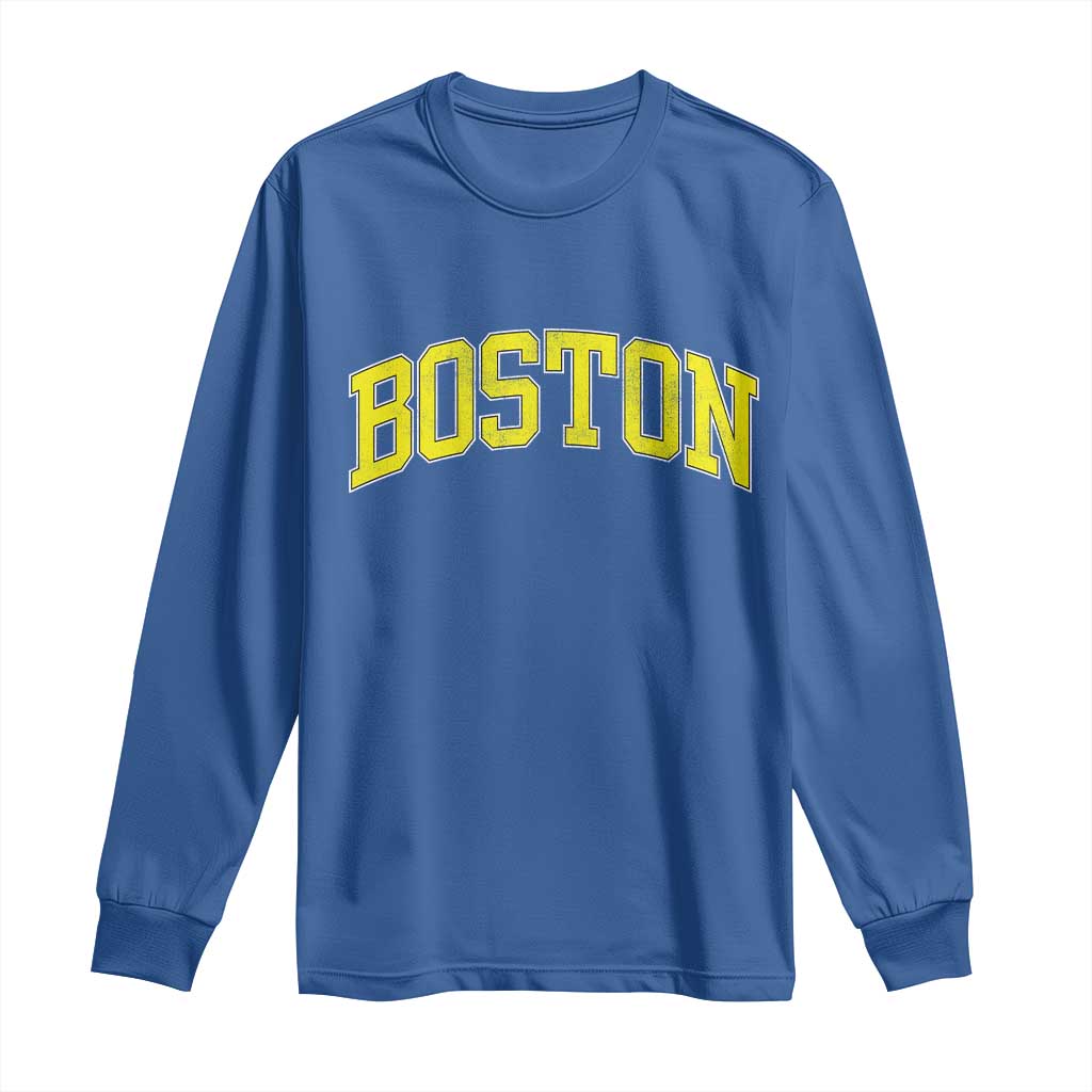Retro Yellow Boston Massachusetts MA Vintage Throwback Running Long Sleeve Shirt
