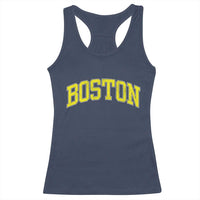 Retro Yellow Boston Massachusetts MA Vintage Throwback Running Racerback Tank Top