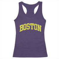 Retro Yellow Boston Massachusetts MA Vintage Throwback Running Racerback Tank Top