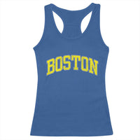 Retro Yellow Boston Massachusetts MA Vintage Throwback Running Racerback Tank Top