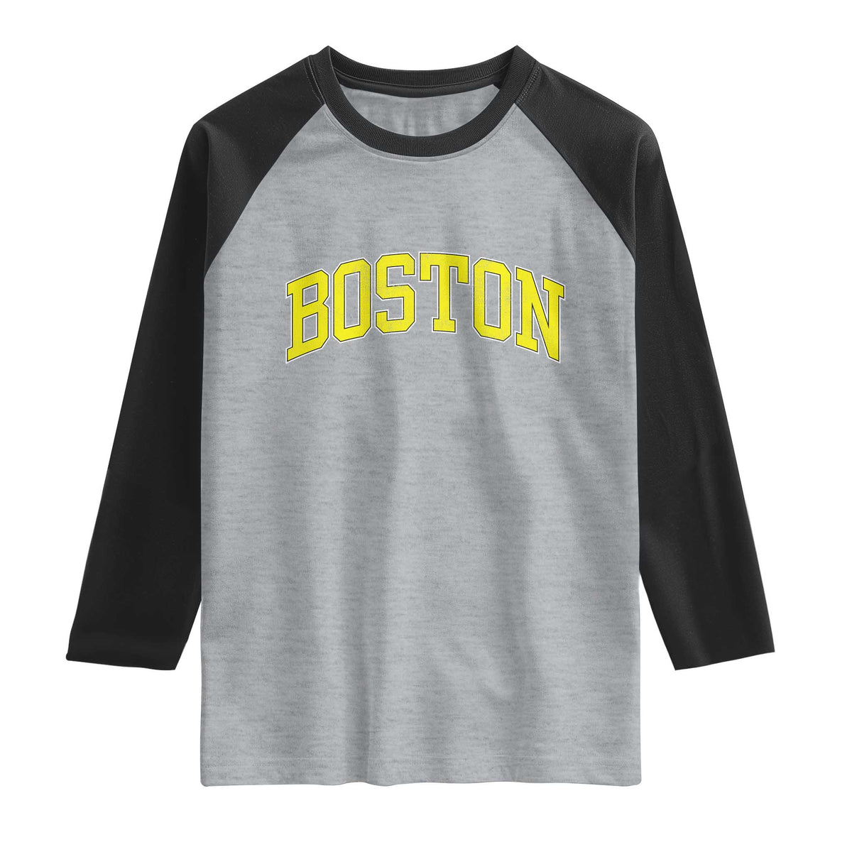 Retro Yellow Boston Massachusetts MA Vintage Throwback Running Raglan Shirt