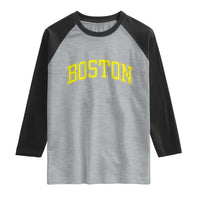 Retro Yellow Boston Massachusetts MA Vintage Throwback Running Raglan Shirt