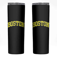 Retro Yellow Boston Massachusetts MA Vintage Throwback Running Skinny Tumbler