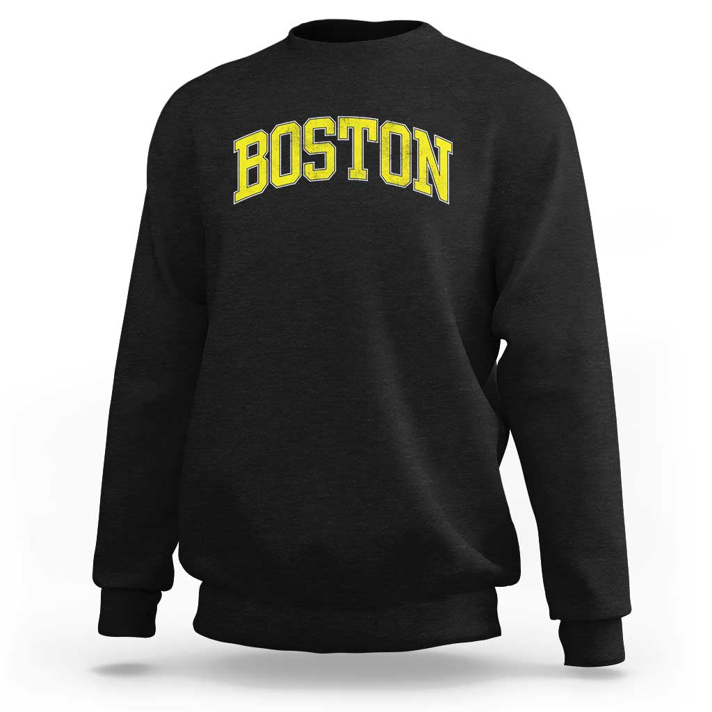 Retro Yellow Boston Massachusetts MA Vintage Throwback Running Sweatshirt