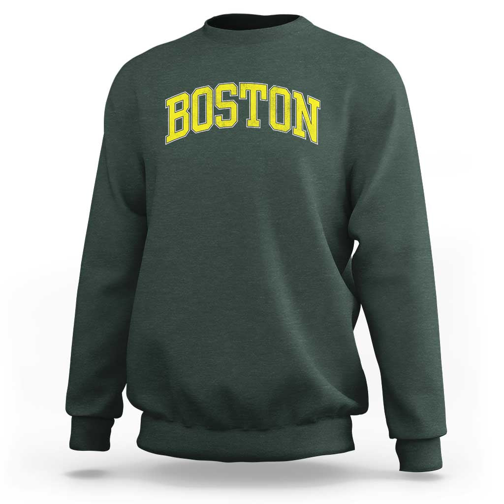 Retro Yellow Boston Massachusetts MA Vintage Throwback Running Sweatshirt