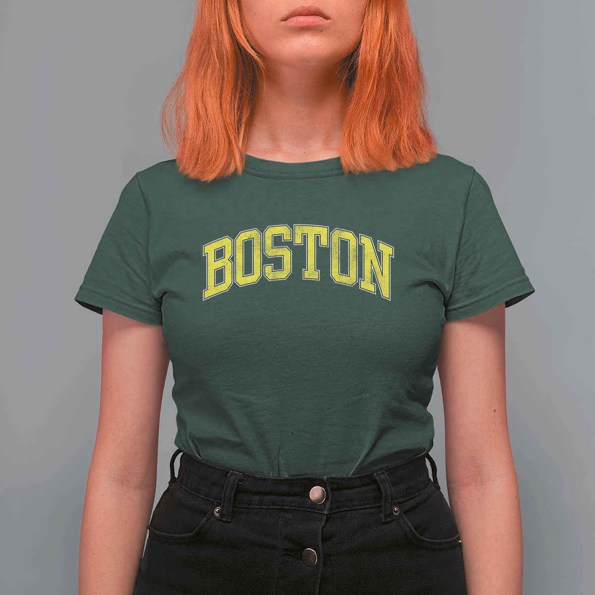 Retro Yellow Boston Massachusetts MA Vintage Throwback Running T Shirt For Women
