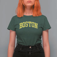 Retro Yellow Boston Massachusetts MA Vintage Throwback Running T Shirt For Women