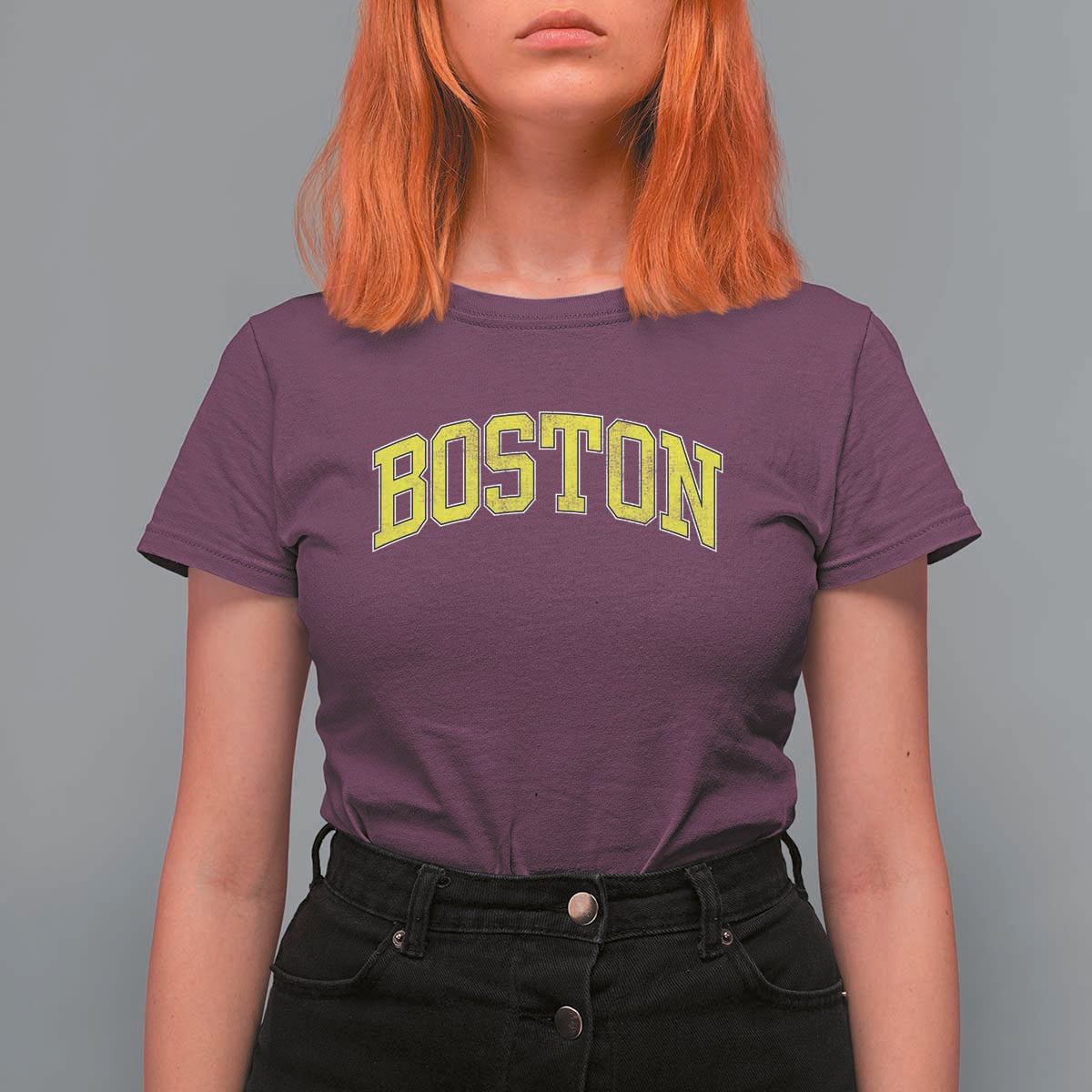 Retro Yellow Boston Massachusetts MA Vintage Throwback Running T Shirt For Women