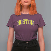 Retro Yellow Boston Massachusetts MA Vintage Throwback Running T Shirt For Women