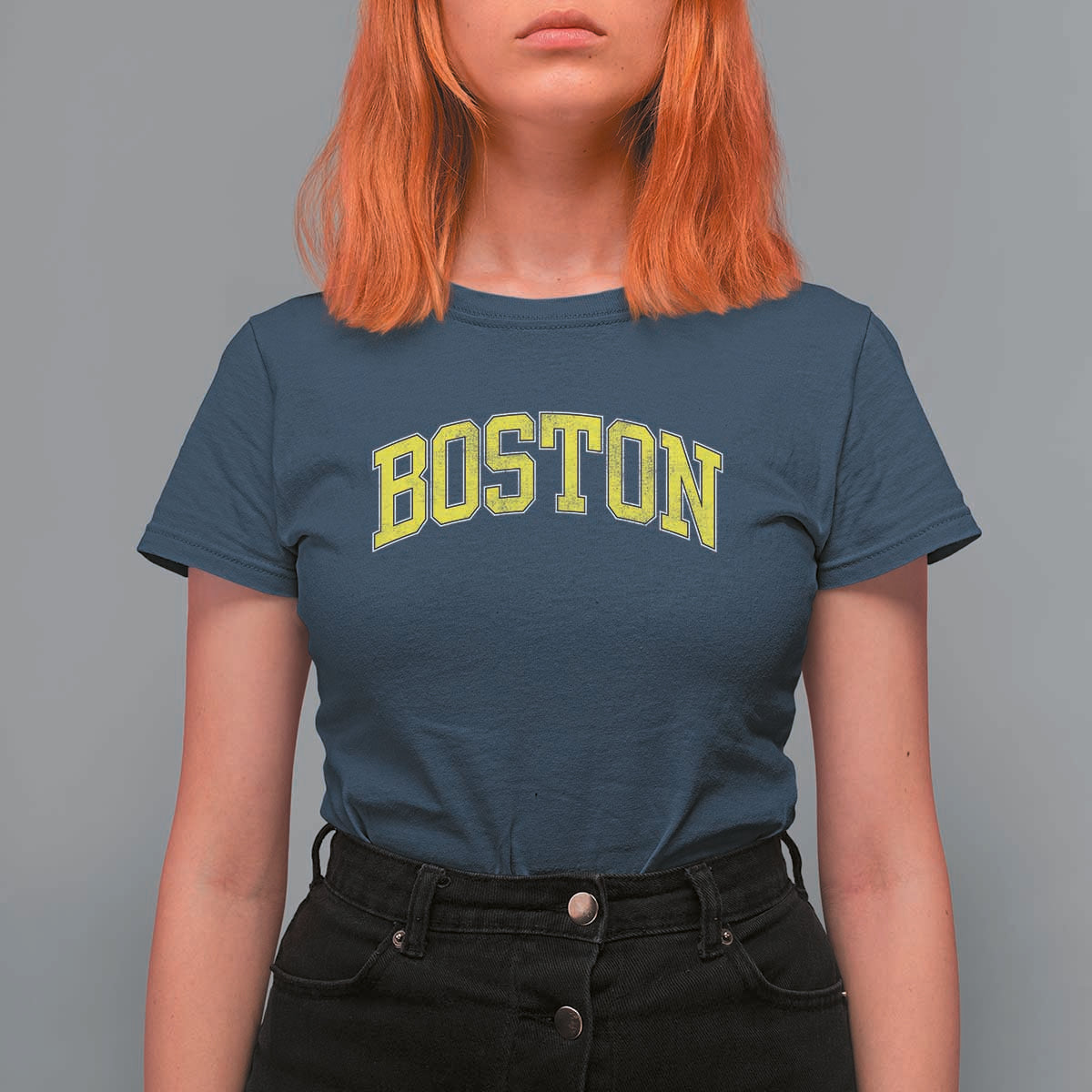Retro Yellow Boston Massachusetts MA Vintage Throwback Running T Shirt For Women