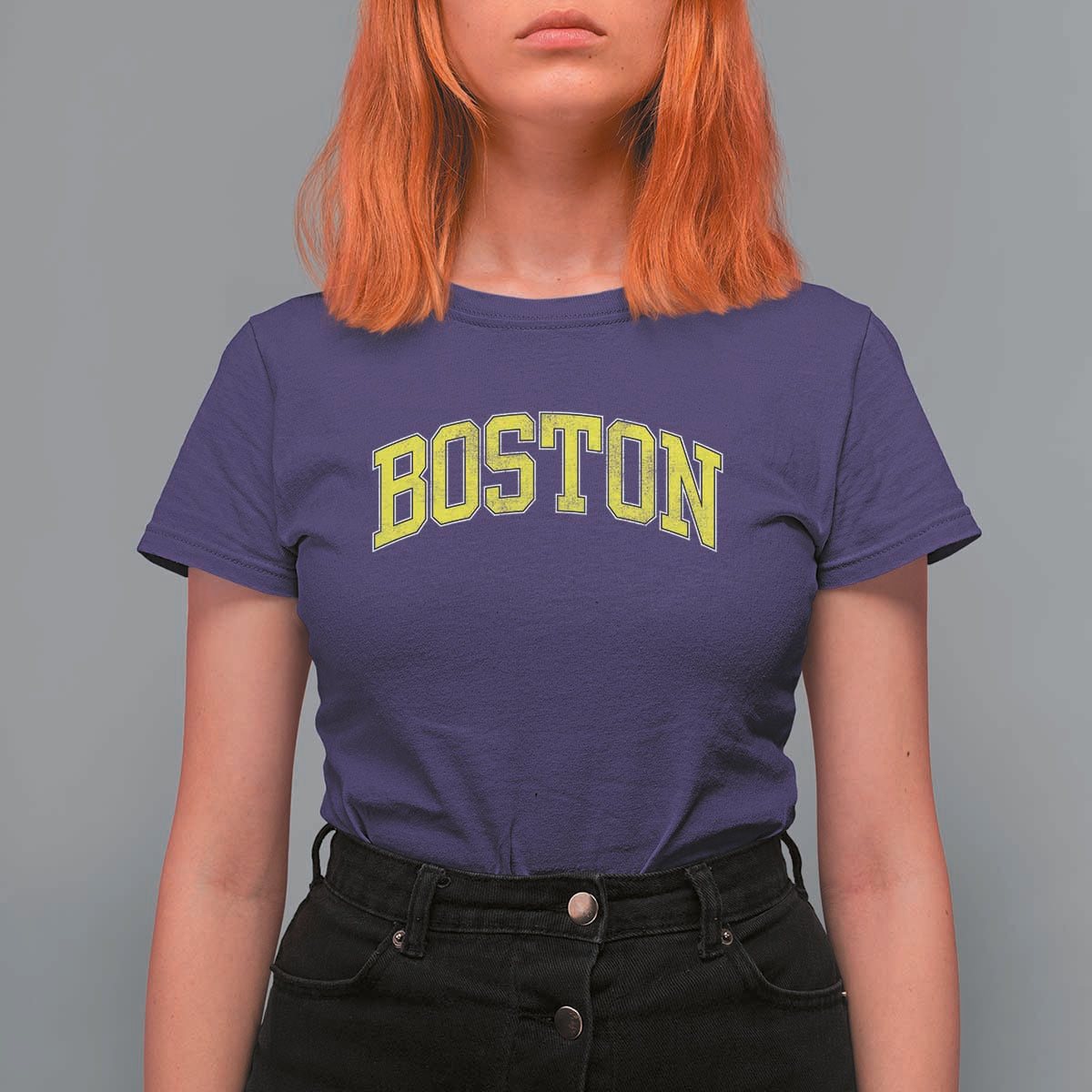 Retro Yellow Boston Massachusetts MA Vintage Throwback Running T Shirt For Women