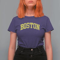 Retro Yellow Boston Massachusetts MA Vintage Throwback Running T Shirt For Women