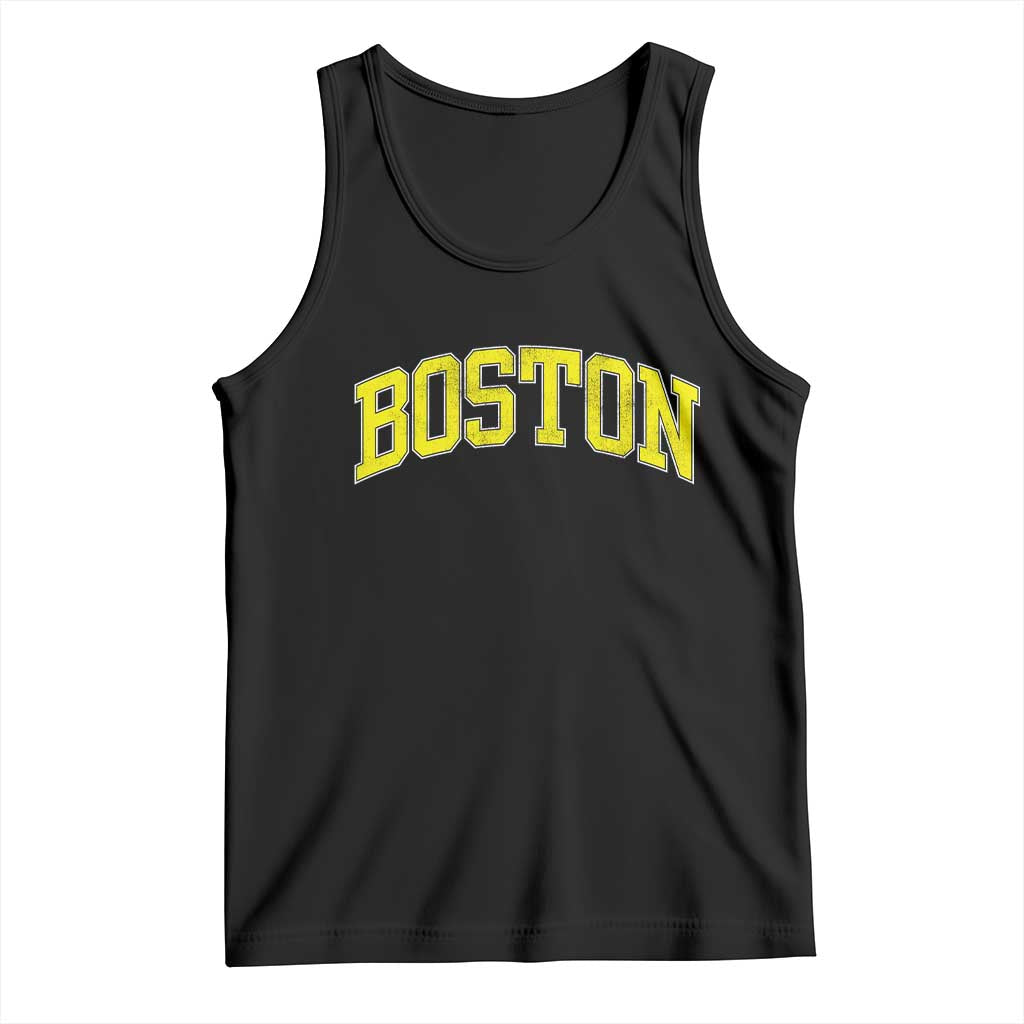 Retro Yellow Boston Massachusetts MA Vintage Throwback Running Tank Top