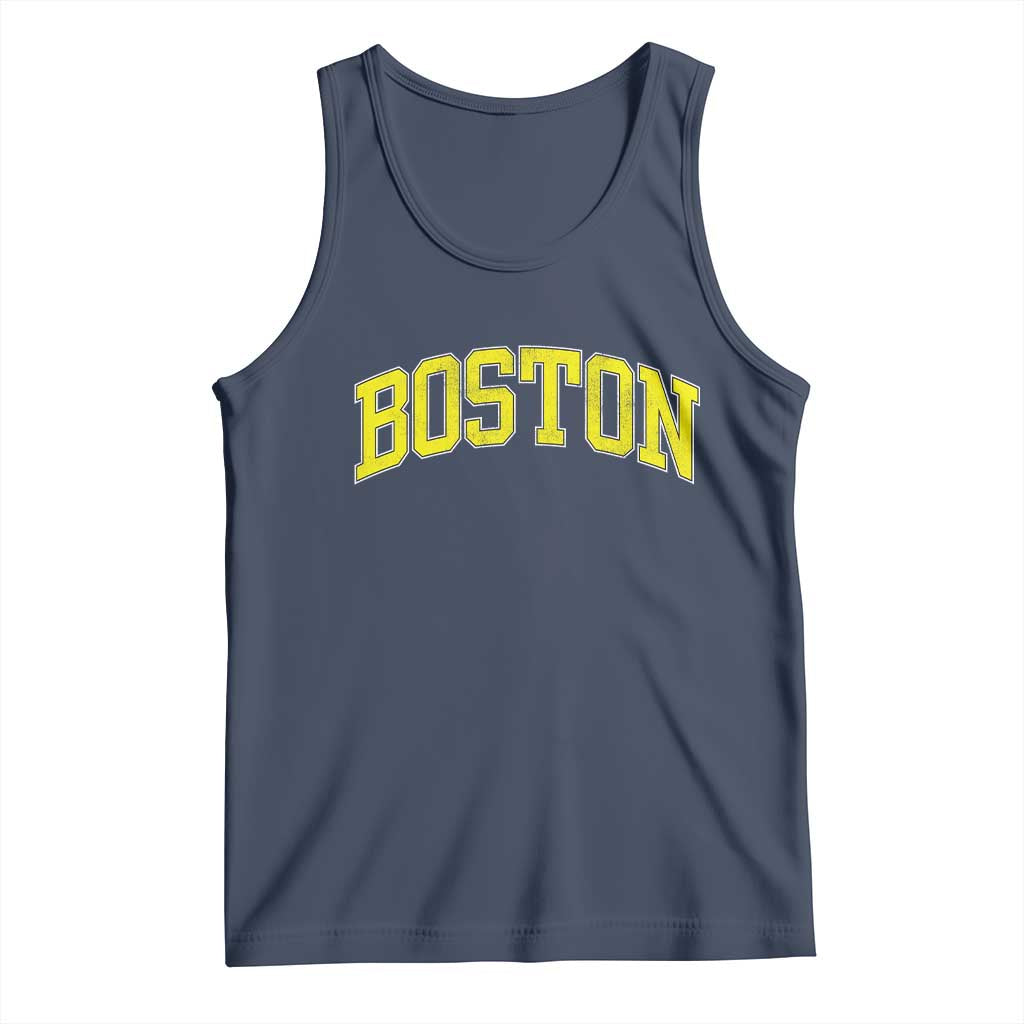 Retro Yellow Boston Massachusetts MA Vintage Throwback Running Tank Top