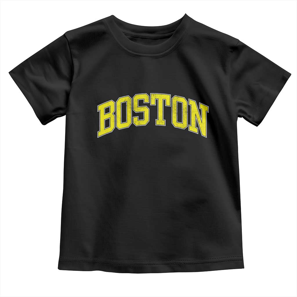 Retro Yellow Boston Massachusetts MA Vintage Throwback Running Toddler T Shirt