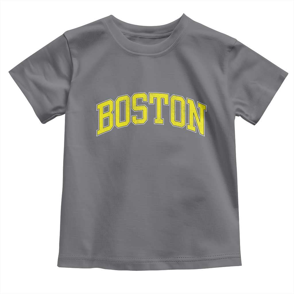 Retro Yellow Boston Massachusetts MA Vintage Throwback Running Toddler T Shirt