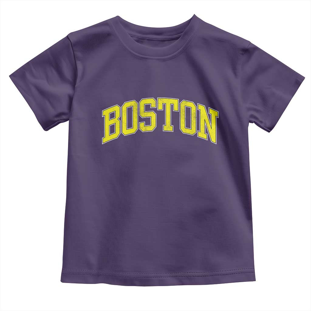 Retro Yellow Boston Massachusetts MA Vintage Throwback Running Toddler T Shirt