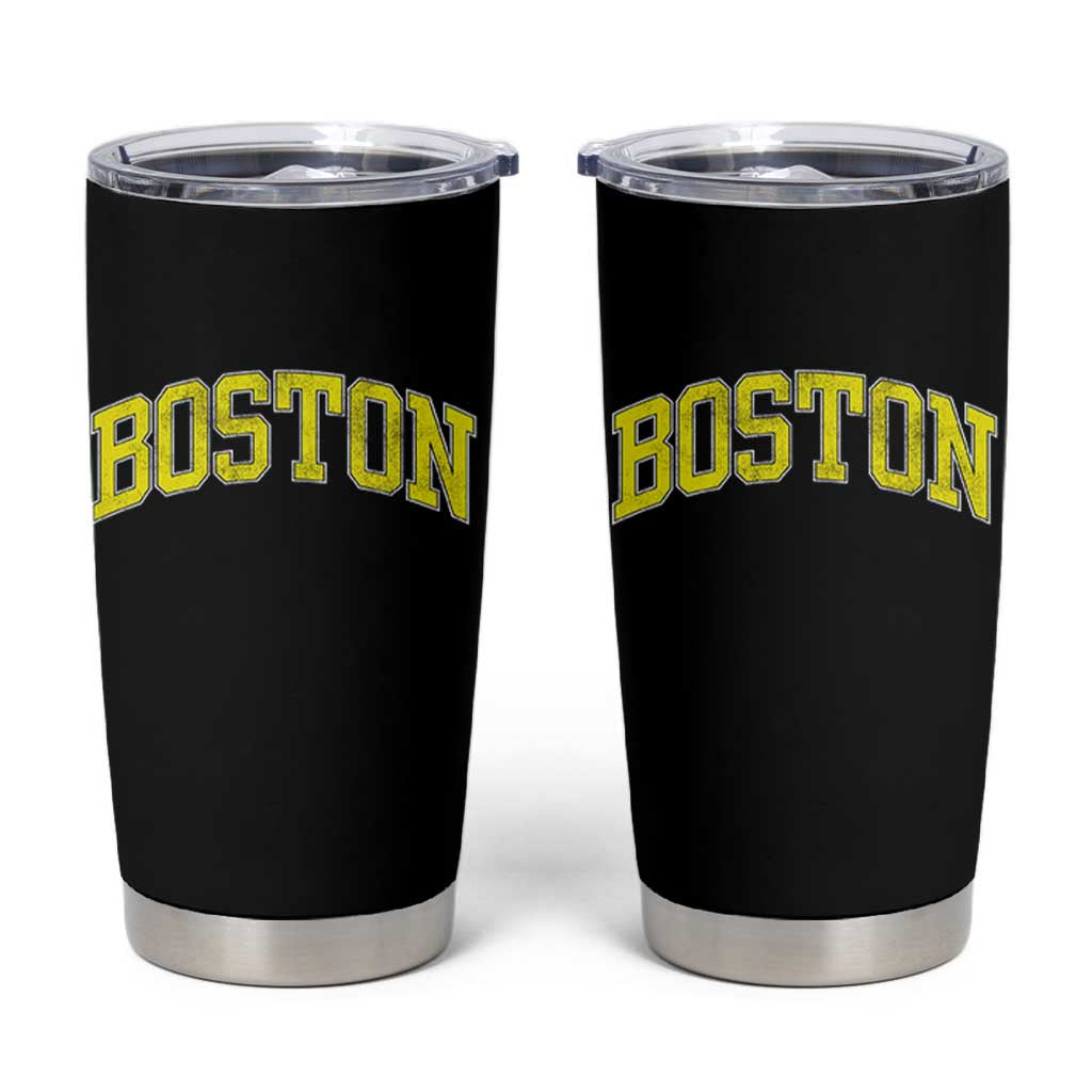 Retro Yellow Boston Massachusetts MA Vintage Throwback Running Tumbler Cup
