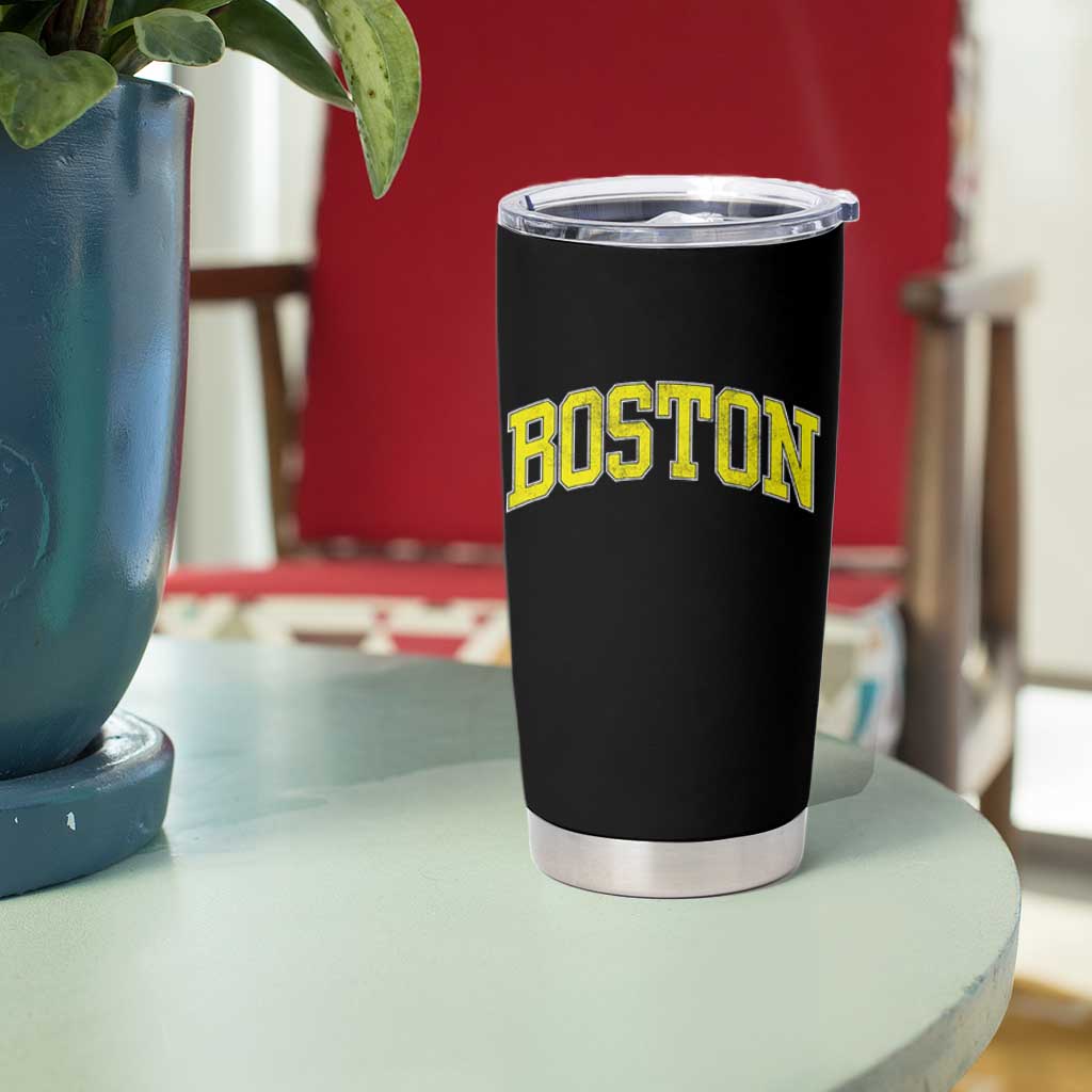 Retro Yellow Boston Massachusetts MA Vintage Throwback Running Tumbler Cup