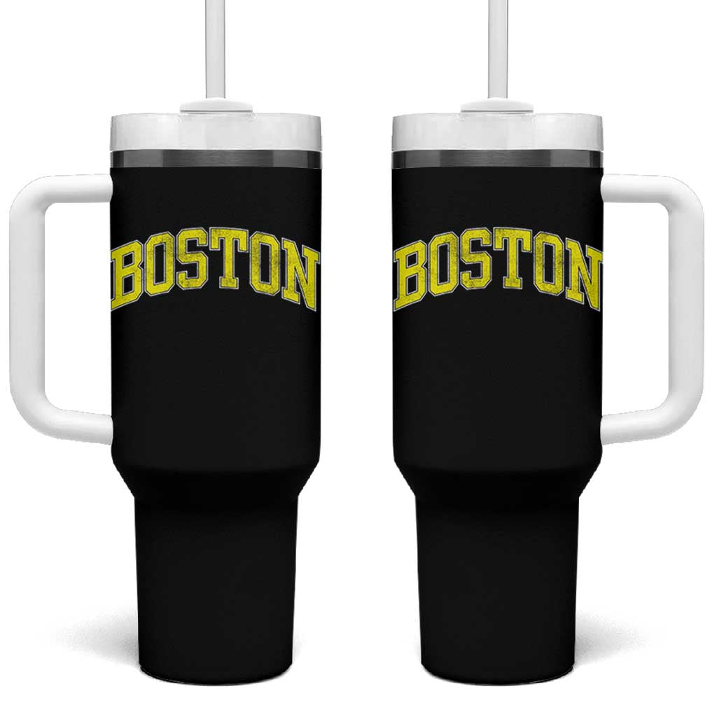 Retro Yellow Boston Massachusetts MA Vintage Throwback Running Tumbler With Handle