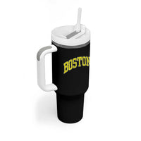 Retro Yellow Boston Massachusetts MA Vintage Throwback Running Tumbler With Handle