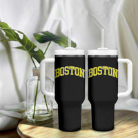 Retro Yellow Boston Massachusetts MA Vintage Throwback Running Tumbler With Handle