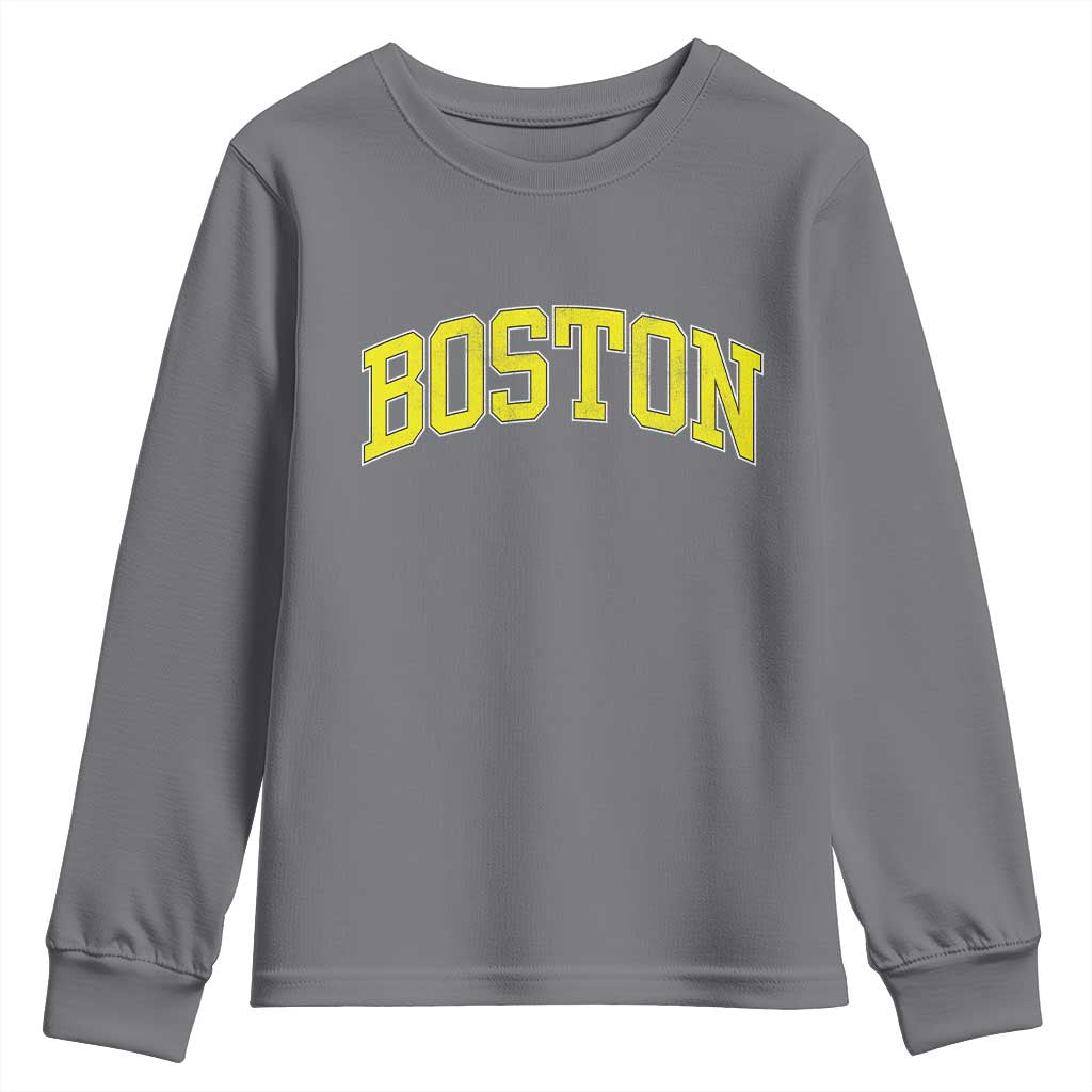 Retro Yellow Boston Massachusetts MA Vintage Throwback Running Youth Sweatshirt
