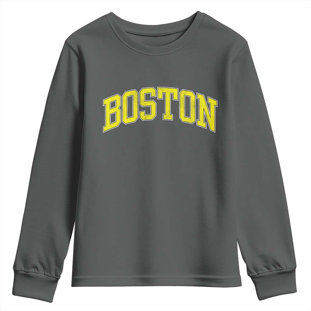 Retro Yellow Boston Massachusetts MA Vintage Throwback Running Youth Sweatshirt