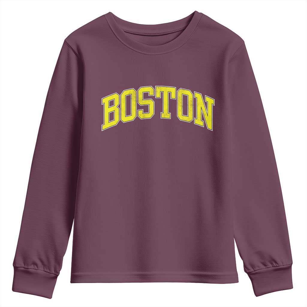 Retro Yellow Boston Massachusetts MA Vintage Throwback Running Youth Sweatshirt
