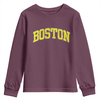 Retro Yellow Boston Massachusetts MA Vintage Throwback Running Youth Sweatshirt