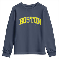 Retro Yellow Boston Massachusetts MA Vintage Throwback Running Youth Sweatshirt