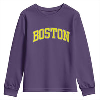 Retro Yellow Boston Massachusetts MA Vintage Throwback Running Youth Sweatshirt