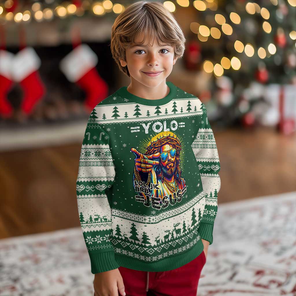 Funny Yolo Lol Jk BRB Christian Easter Ugly Christmas Sweater Resurrection Jesus
