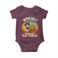 WWJD Probably Flip Tables Baby Onesie Retro Christian Humor