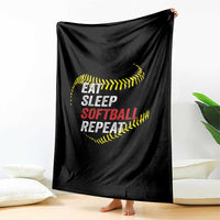 Eat Sleep Softball Repeat Throw Blanket Funny Softball Player