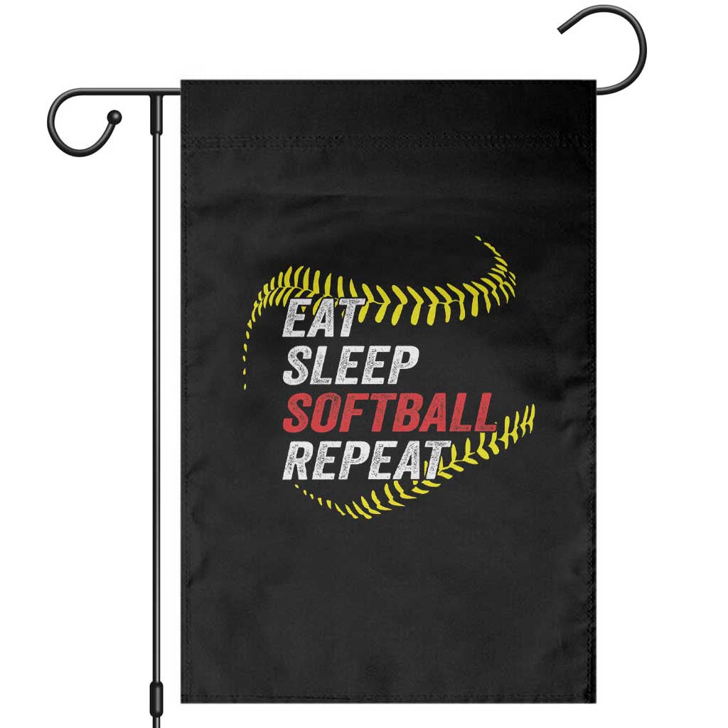 Eat Sleep Softball Repeat Garden Flag Funny Softball Player
