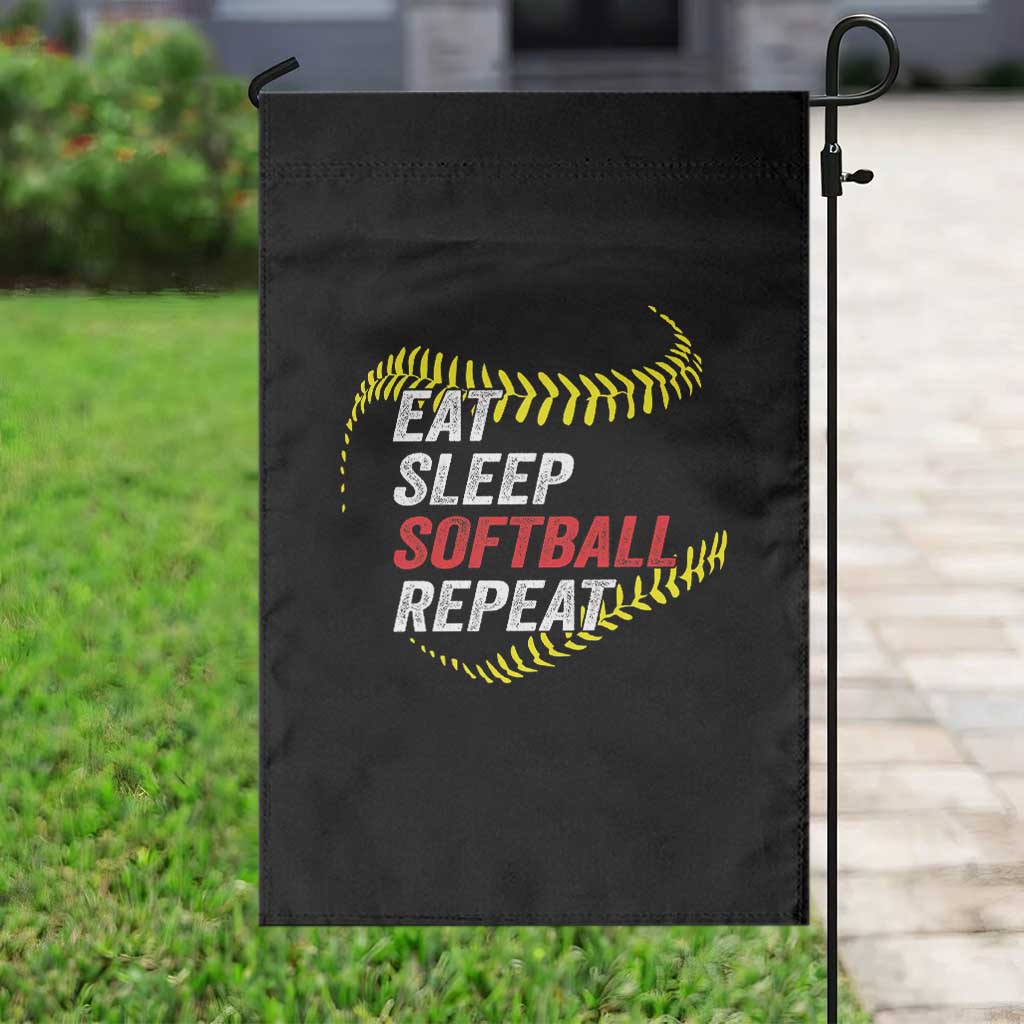 Eat Sleep Softball Repeat Garden Flag Funny Softball Player