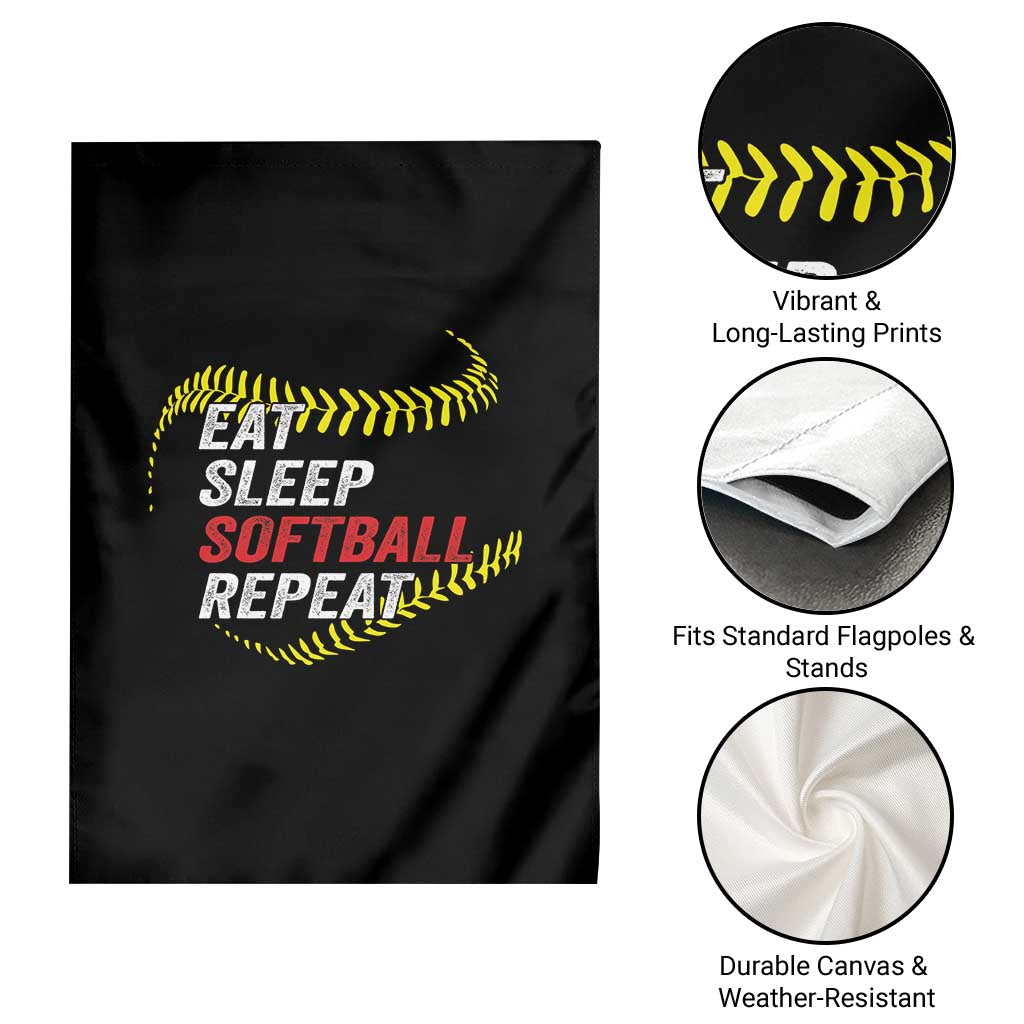 Eat Sleep Softball Repeat Garden Flag Funny Softball Player