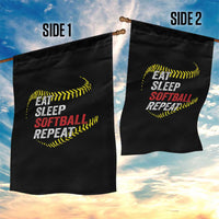 Eat Sleep Softball Repeat Garden Flag Funny Softball Player