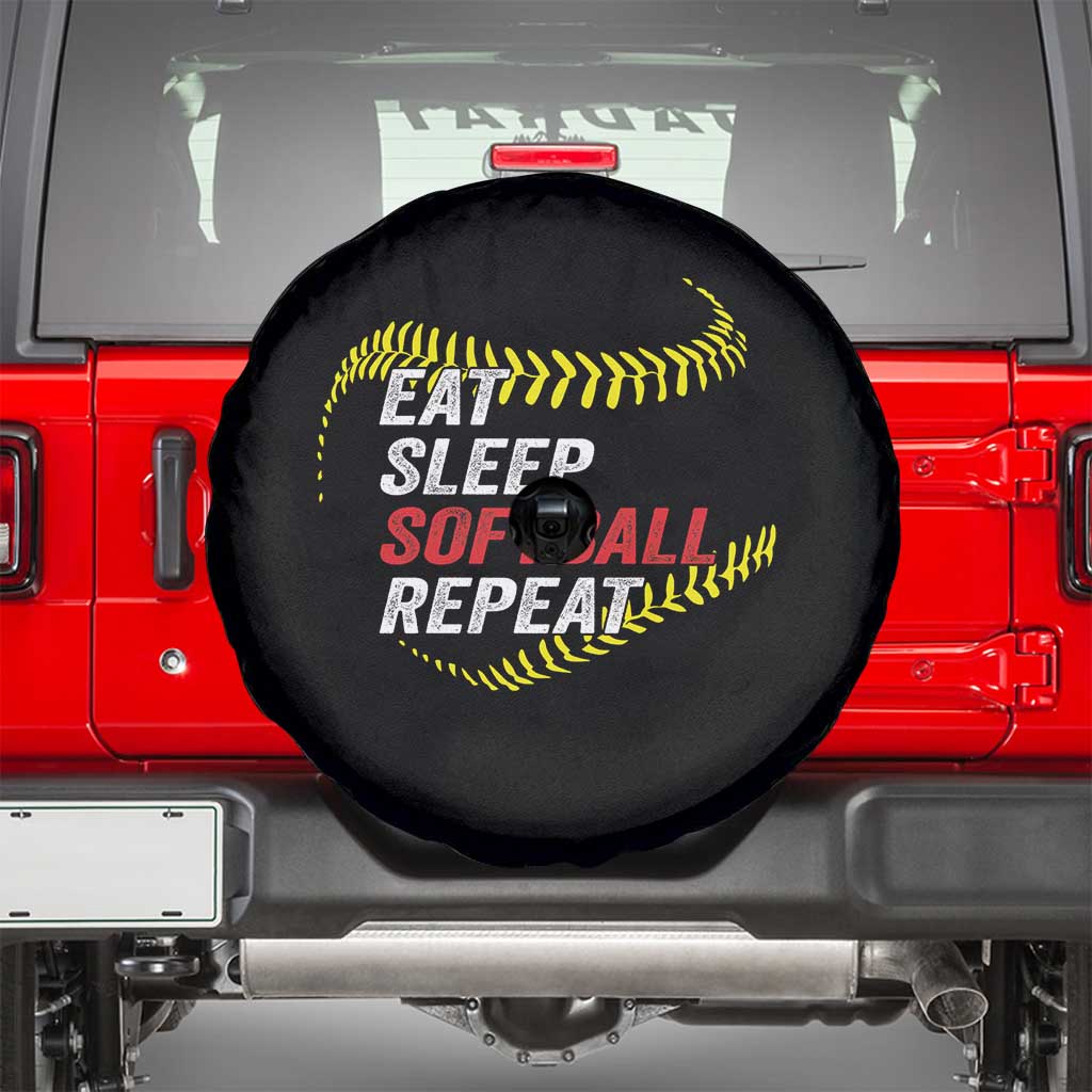 Eat Sleep Softball Repeat Spare Tire Cover Funny Softball Player