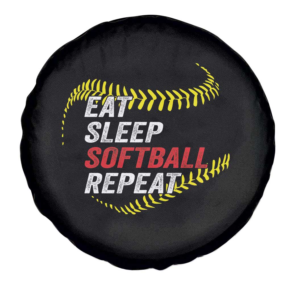 Eat Sleep Softball Repeat Spare Tire Cover Funny Softball Player