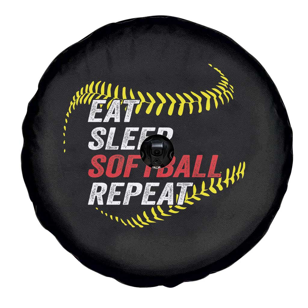 Eat Sleep Softball Repeat Spare Tire Cover Funny Softball Player
