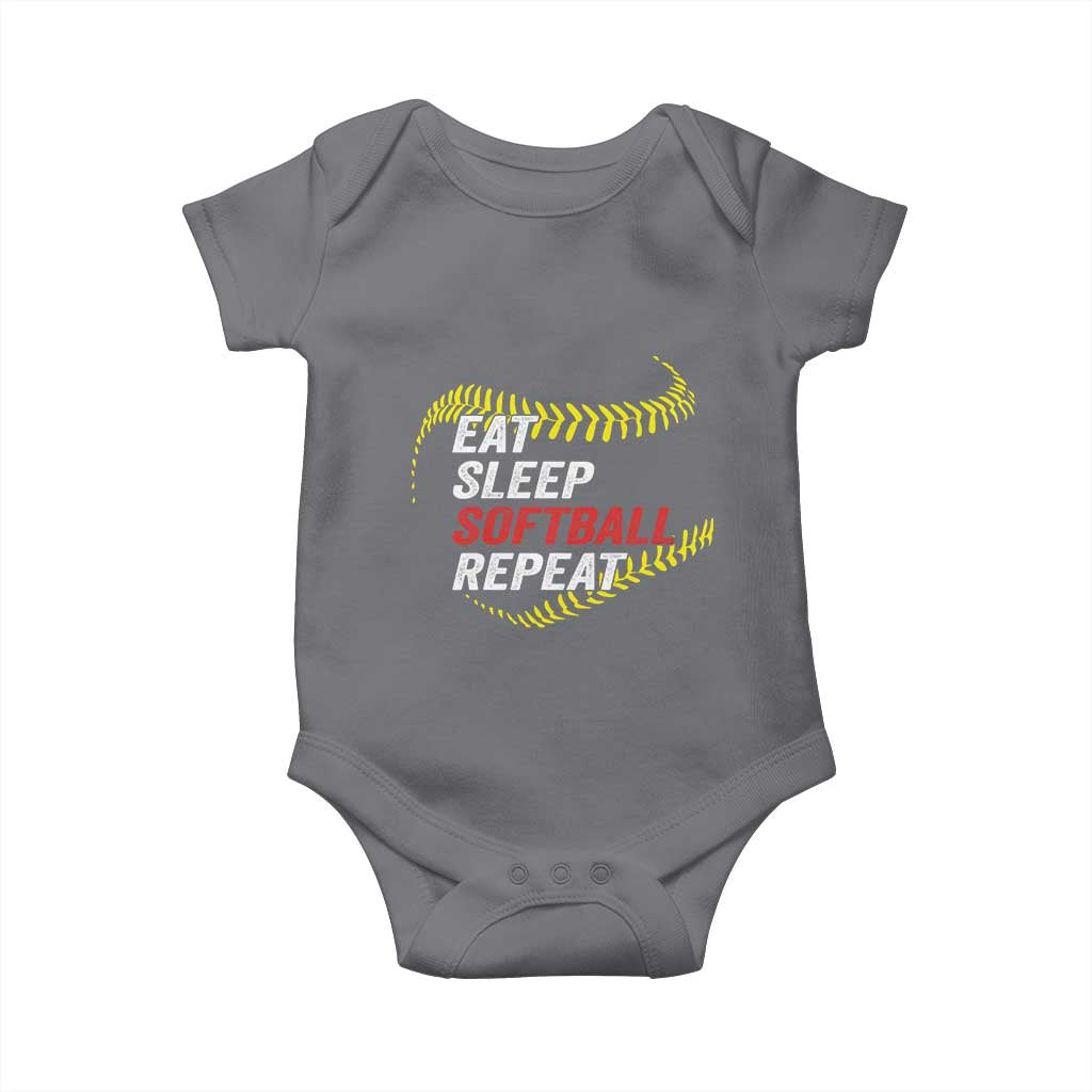 Eat Sleep Softball Repeat Baby Onesie Funny Softball Player